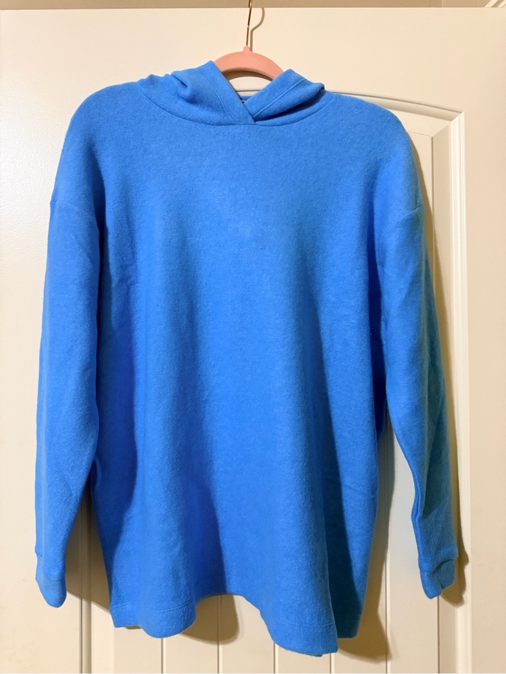 Zenana Blue Hooded Sweater NWOT